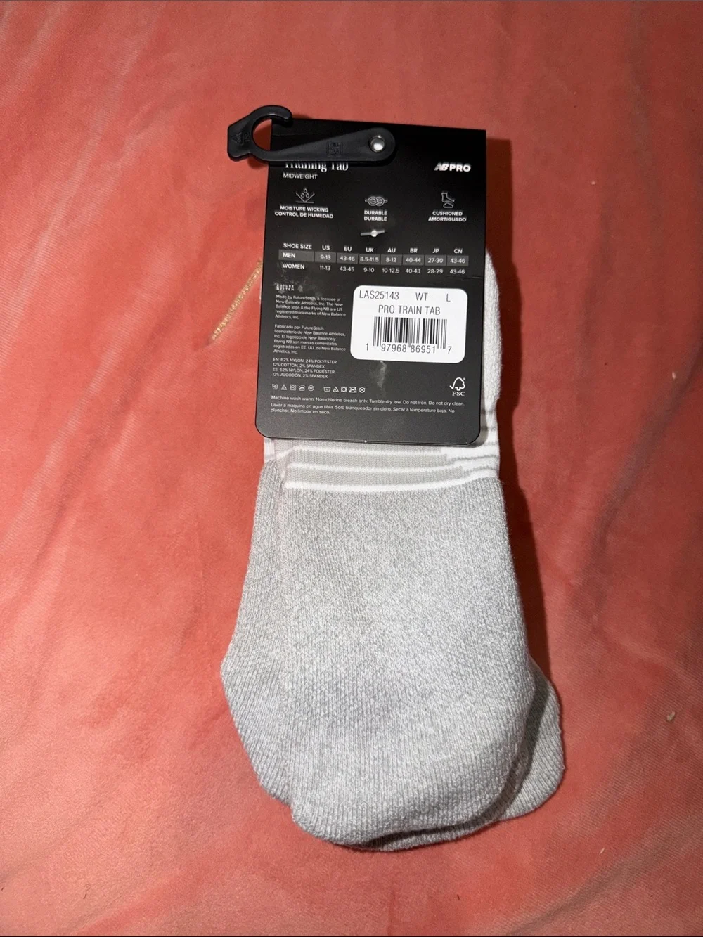 New Balance Men’s White & Gray Low-Cut Training Tab Socks - 2 Pack